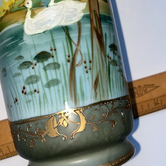 Antique I & E Co Hand painted with moriage 12 inch tall vase - Picture 11 of 11
